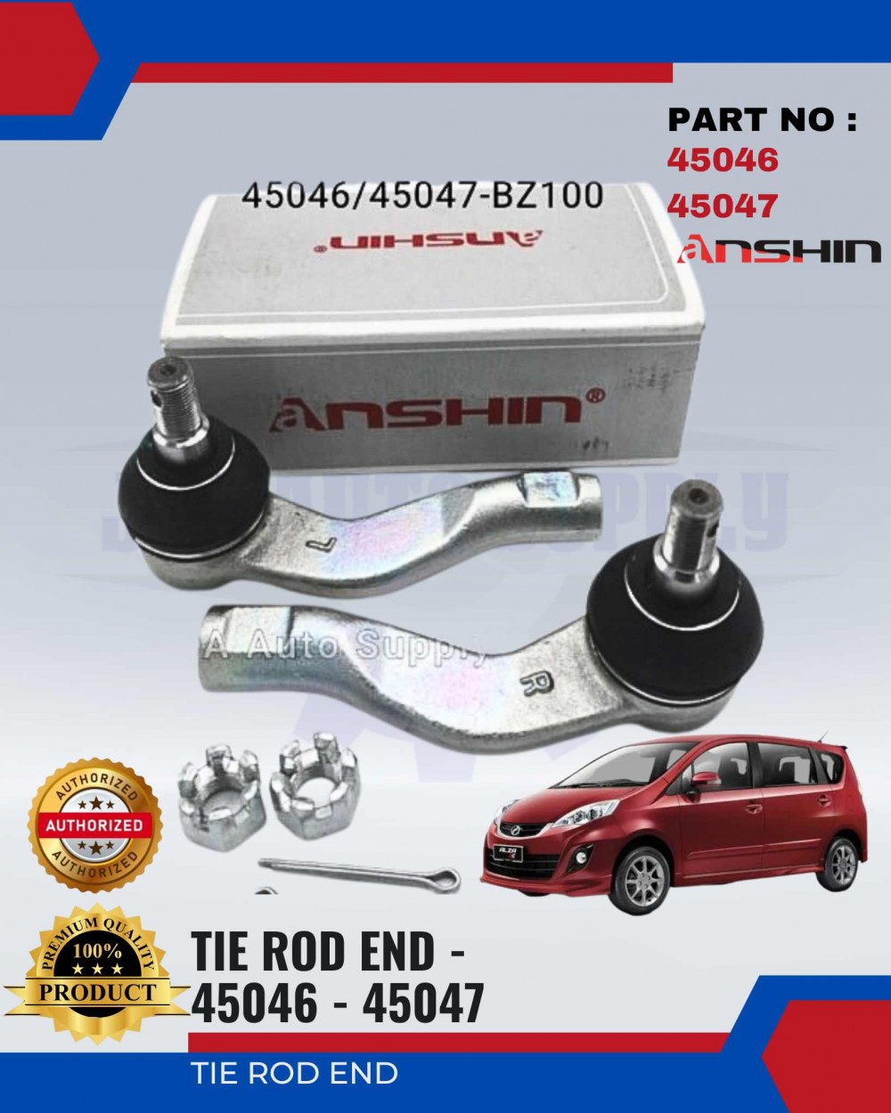 TIE ROD END PERODUA ALZA 45046BZ10045047BZ100 JCA AUTO SUPPLY